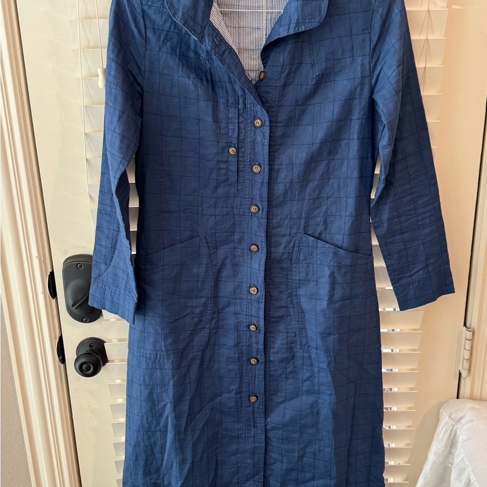 Poetry Linen Midi Dress - XS, Blue
